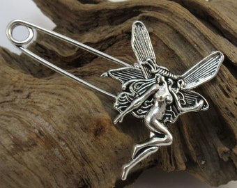 Brooch Pins, Fairy Brooch Pins, 2 Antiqued Silver Brooch Pins, Fairy Accessories, Jewelry Supplies, Item 378m