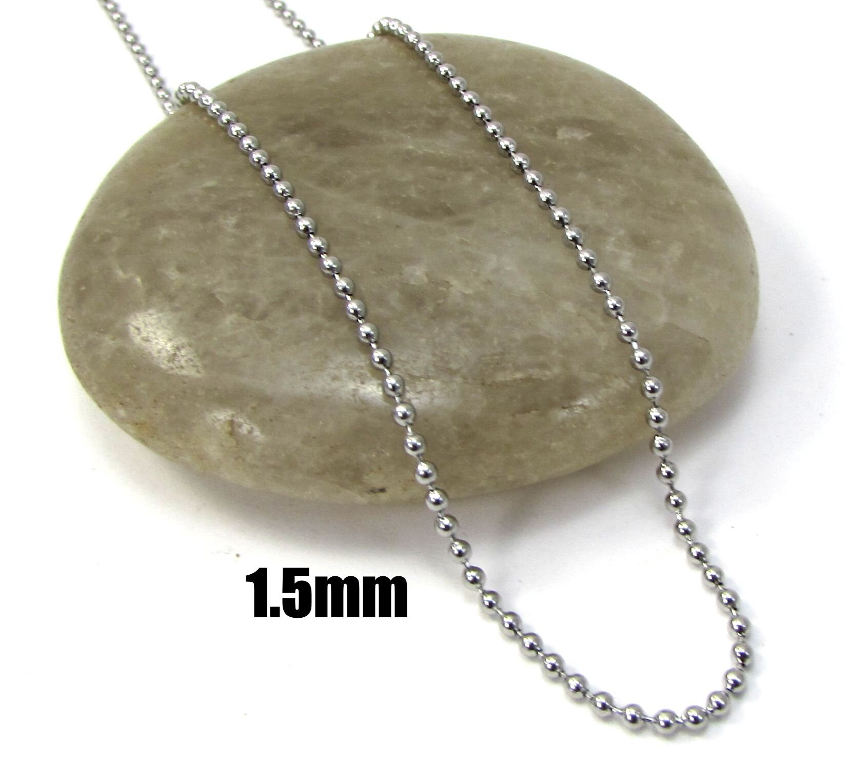 1.5 mm ボールチェーンネックレス、カスタム長さのステンレススチール