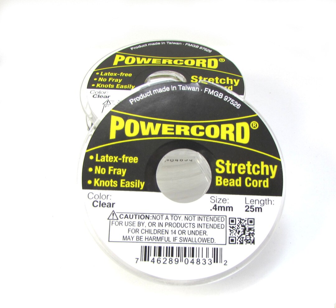 Powercord®, 0.4mm Stretchy Bead Cord, 3.5 Pound Test Cord, Clear Cord