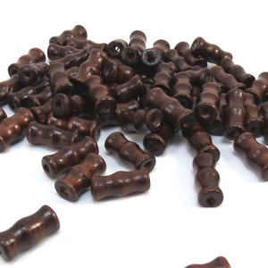 16x7mm Wood Beads, Dark Brown Bamboo Shape Wood Beads, 250 Wooden Beads, Beading Supplies, Jewelry Supplies, Item 357wb image 3