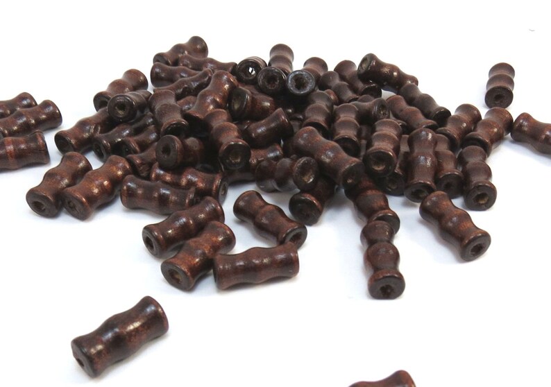 16x7mm Wood Beads, Dark Brown Bamboo Shape Wood Beads, 250 Wooden Beads, Beading Supplies, Jewelry Supplies, Item 357wb image 3