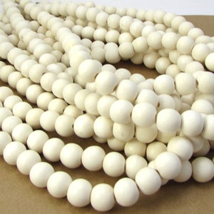 Perles en bois blanc 10 mm, deux (2) rangs de 16 pouces, Perles en bois 10 mm, fournitures pour perles, article 1573wb