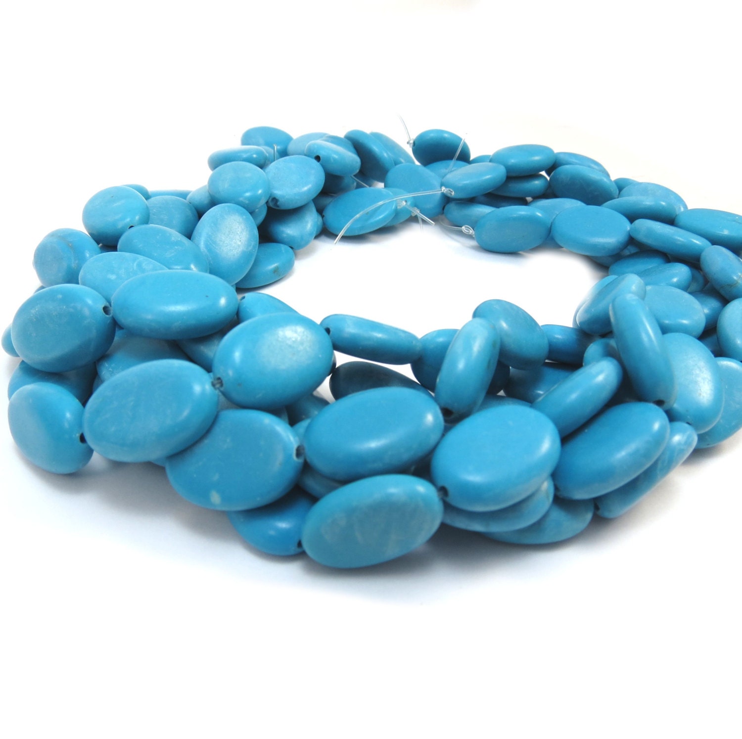 Magnesite Beads 17mm Blue Puffed Oval Beads 15 inch | Etsy