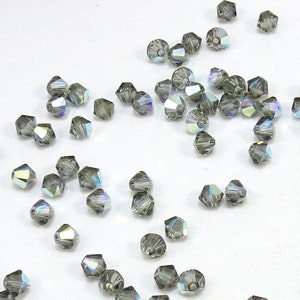 Swarovski Crystal 4mm Bicones, Black Diamond Aurora Borealis Finish Crystal Beads, Jewelry Supplies, Item 203B image 4