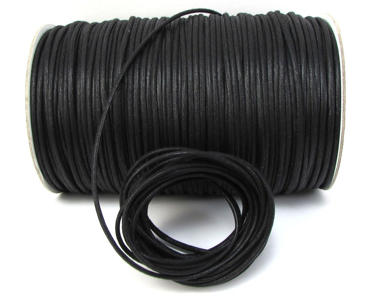 3mm Black Waxed Cotton Cord, 25 Yard Spool Black Cord, Cotton Necklace Cord, Beading Supplies, Jewelry Supplies, Item 634c image 5