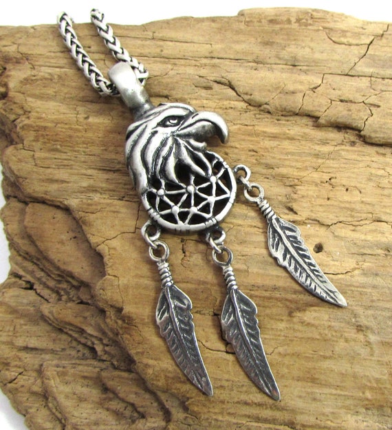 Eagle Necklace, 67x23mm Eagle With Dreamcatcher Pendant, Custom 