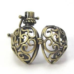 Heart Cage Pendant, 29x20.5mm Heart with Fancy Heart Cutouts and Safety Latch, Jewelry Supplies, Item 441p