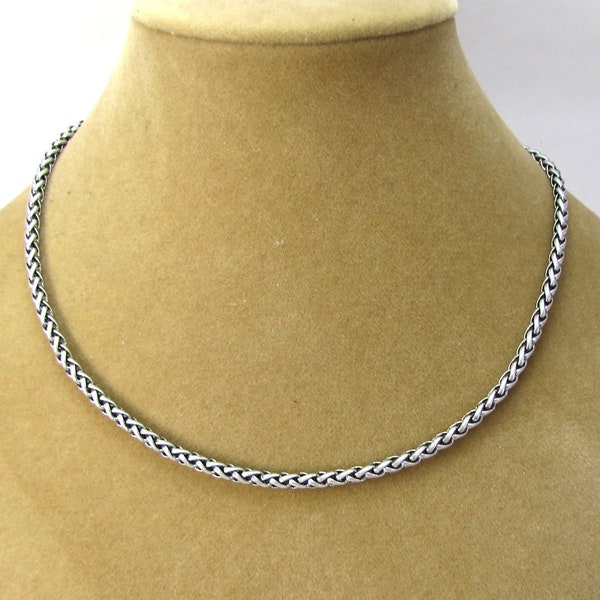 Ponytail Chain Necklace, 3.2mm Antique Silver Ponytail Chain Necklace, Custom Length Antique Silver Necklace , Item 2036n