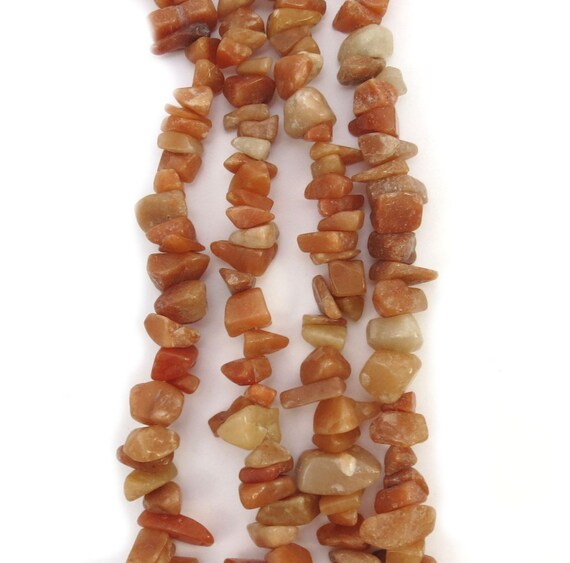 Red Aventurine Chips, Natural Gemstone Chips, 16" inch Strand, Item 450gs