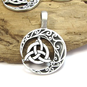 Moon Pendant, 41x29.5mm Half Moon Celtic Knot Pendant, Jewelry Supplies, Item 319p