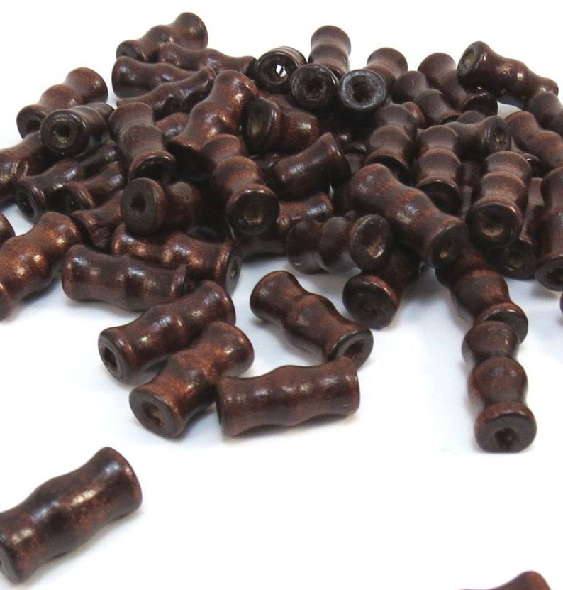16x7mm Wood Beads, Dark Brown Bamboo Shape Wood Beads, 250 Wooden Beads, Beading Supplies, Jewelry Supplies, Item 357wb image 1