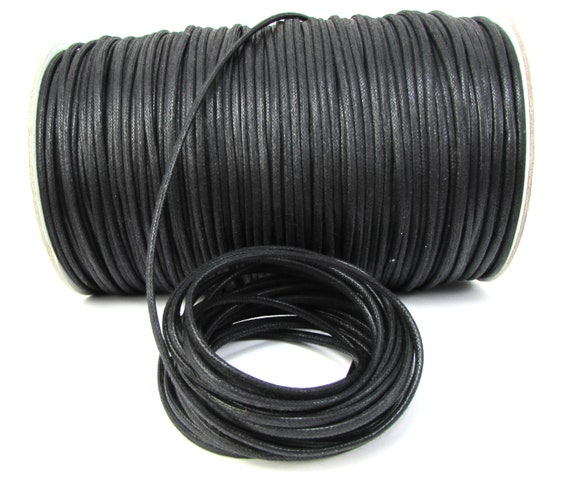 Waxed Cotton Cord, Jewelry Making Supplies (Black, 1 mm, 218 Yards)