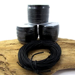 1mm Black Waxed Cotton Cord, 25 Meter Spool Black Cord, Cotton Necklace Cord, Beading Supplies, Jewelry Supplies, Item 637c