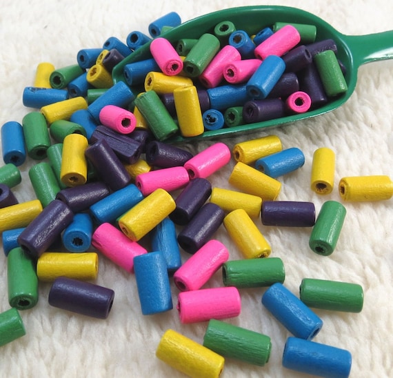 500 Mixed Color 12x5mm Wood Beads, 12x5mm Wood Tube Beads, Beading  Supplies, Craft Supplies, Item 1058wb