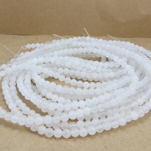 4mm Snow Quartz Beads, Natural White Snow Quartz Beads, 16 inch Strand, 4mm White Beads, Beading Supplies, Item 630pm image 2