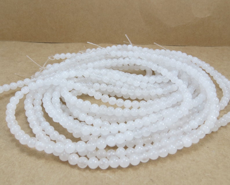4mm Snow Quartz Beads, Natural White Snow Quartz Beads, 16 inch Strand, 4mm White Beads, Beading Supplies, Item 630pm image 2