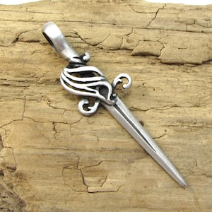 Sword Pendant, 62x18mm 3D Sword Pendant, Jewelry Supplies, Item 371p