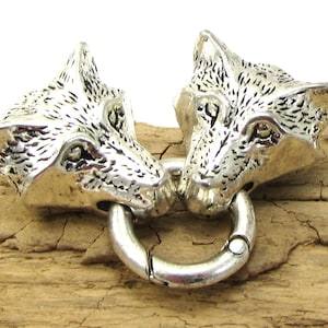 Wolf Head Clasps, One (1) Wolf Clasps, Necklace and Bracelet Clasps, Jewelry Supplies, Item 2331m