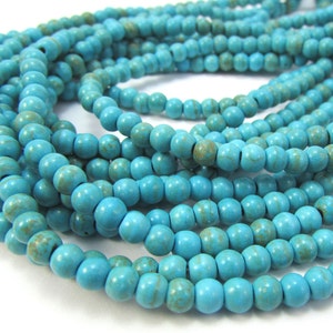 4mm Magnesite Beads, 15 inch Strand, 4mm Blue Beads, Beading Supplies, Jewelry Supplies, Item 1271gsm image 4