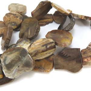 Petrified Wood Slabs, Five 5 Natural Freeform Petrified Wood Flat Slabs, Wood Beads, Wood Slab Beads, Designer Quality, Item 881gss image 4