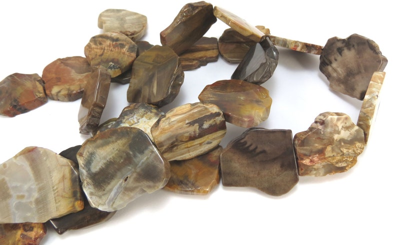 Petrified Wood Slabs, Five 5 Natural Freeform Petrified Wood Flat Slabs, Wood Beads, Wood Slab Beads, Designer Quality, Item 881gss image 4