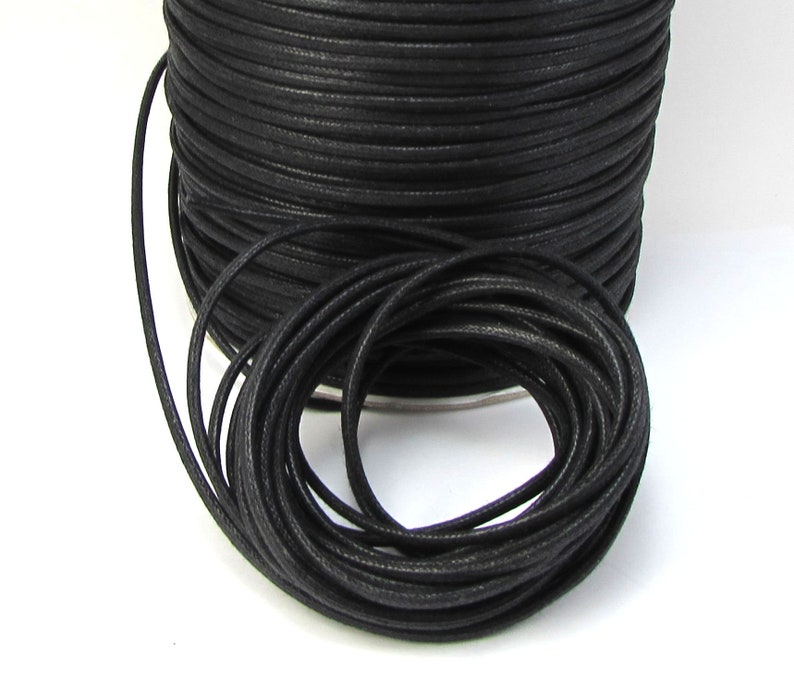 3mm Black Waxed Cotton Cord, 25 Yard Spool Black Cord, Cotton Necklace Cord, Beading Supplies, Jewelry Supplies, Item 634c image 6