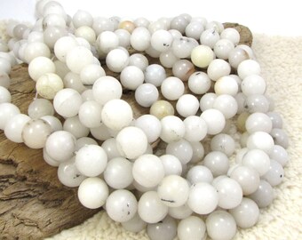 12mm Snow Quartz Beads, Natural Milky White Snow Quartz