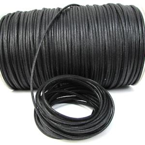 3mm Black Waxed Cotton Cord, 25 Yard Spool Black Cord, Cotton Necklace Cord, Beading Supplies, Jewelry Supplies, Item 634c image 2