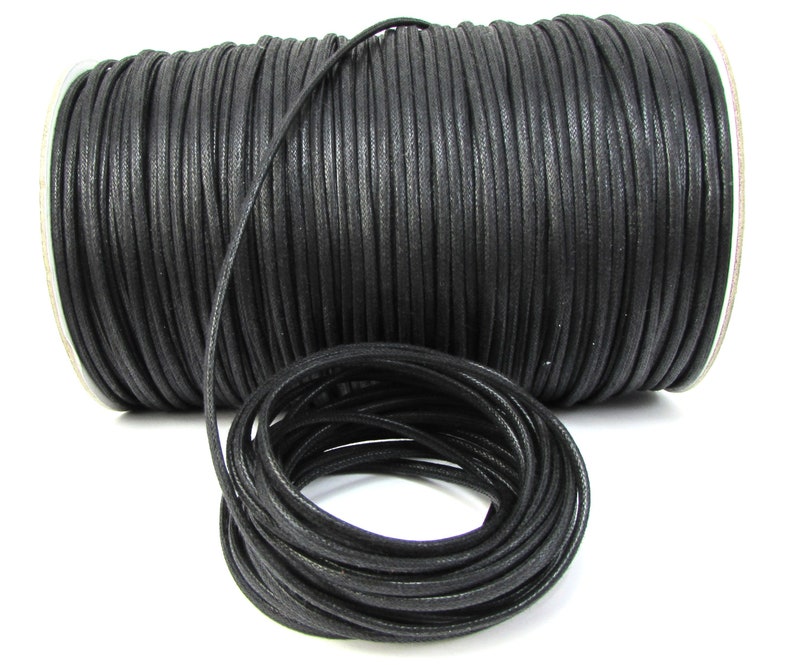 3mm Black Waxed Cotton Cord, 25 Yard Spool Black Cord, Cotton Necklace Cord, Beading Supplies, Jewelry Supplies, Item 634c image 2