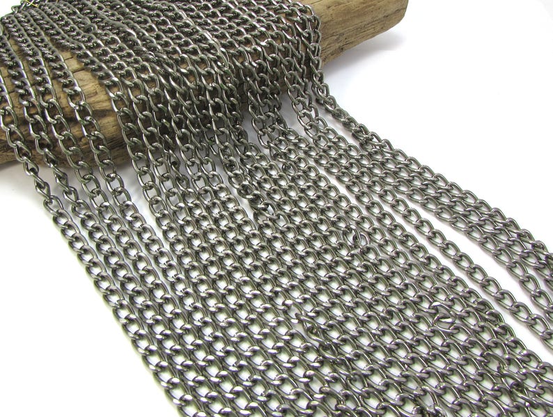 Gunmetal Finished Curb Chain 25/' feet Necklace Chain 5x8mm Curb Chain Anodized Aluminum Chain Jewelry Supplies Item 1348ch