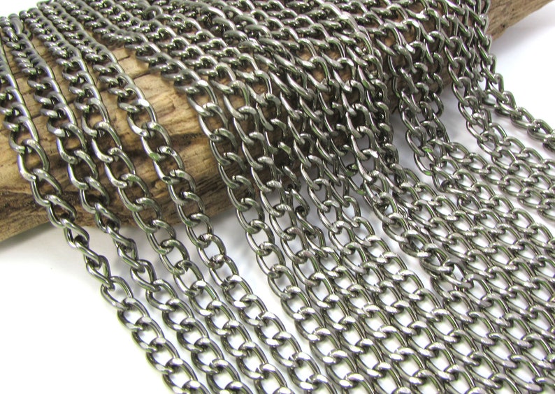 Gunmetal Finished Curb Chain 25/' feet Necklace Chain 5x8mm Curb Chain Anodized Aluminum Chain Jewelry Supplies Item 1348ch