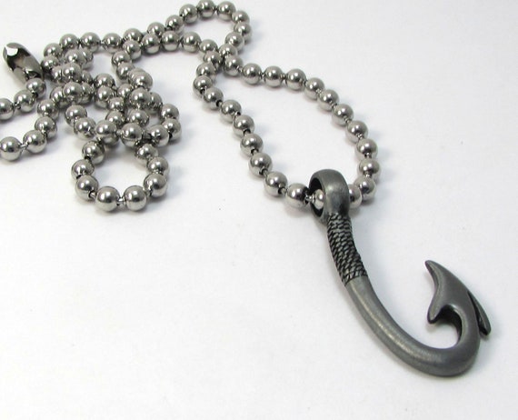Hook Pendant Necklace, 44x18mm Double Sided Hook Pendant, Custom Length  4.5mm Stainless Steel Ball Chain Necklace, Item 1816 -  Finland