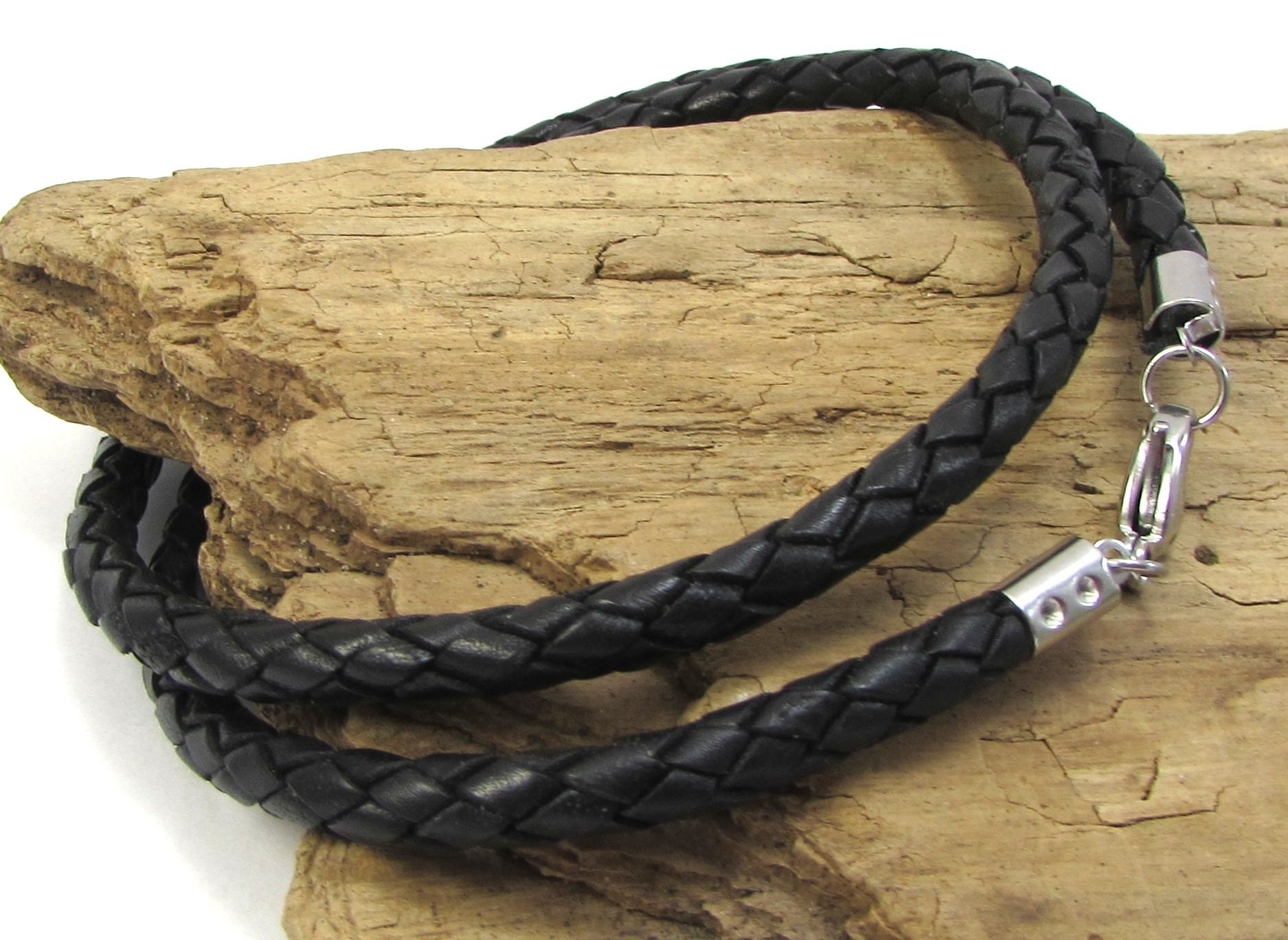 5mm Flat BRAIDED Leather Cord Genuine Flat Leather Cord Braided by