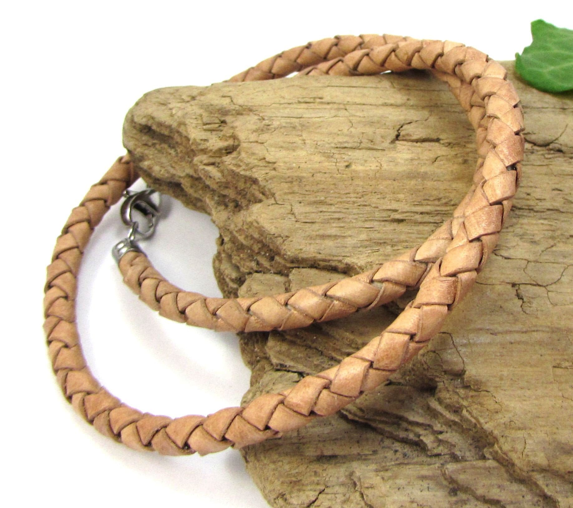 5mm Braided Leather Necklace, Custom Length & Color Braided Leather Necklace, Item 1194n