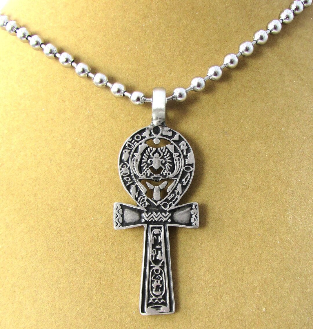 Ankh Necklace レッド size OS Gold Plated CZ Red Stone Mini Ankh Cross Pendant w/ 20