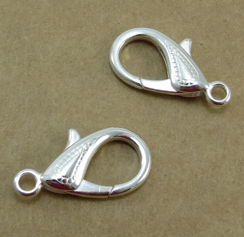 Silver Lobster Claw Clasps Four 4 Double Sided Teardrop Etsy