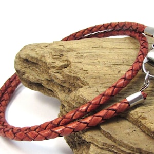 3 mm Geflochtene Lederkette, Individuelle Länge und Farbe Geflochtene Lederkette, Art 1215n