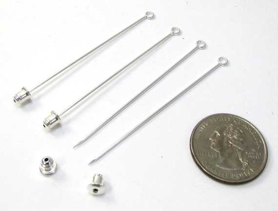 Brooch Pins, Ten (10) Silver Plated Brass Brooch Pins, Item 243m
