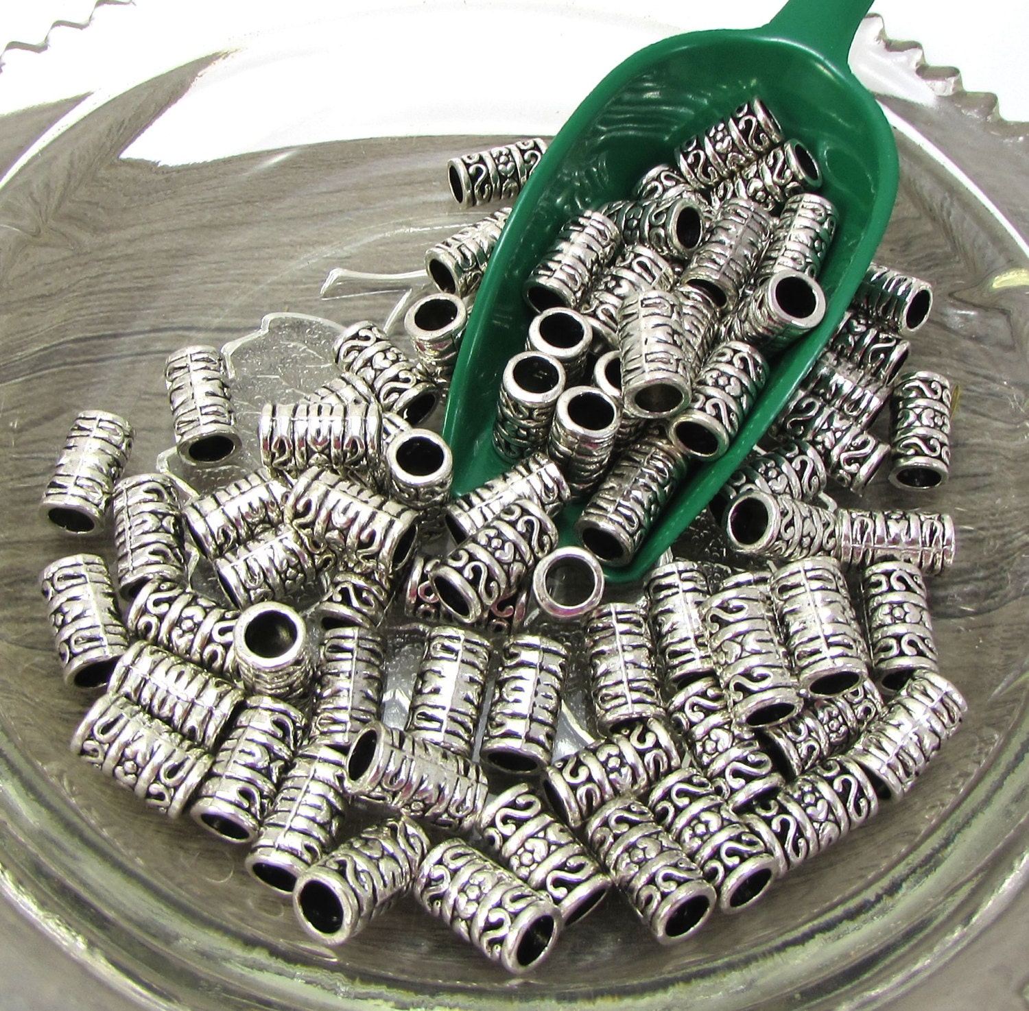 Metal Beads Fifty 50 Antique Silver Tube Beads 12x6mm Tube Etsy