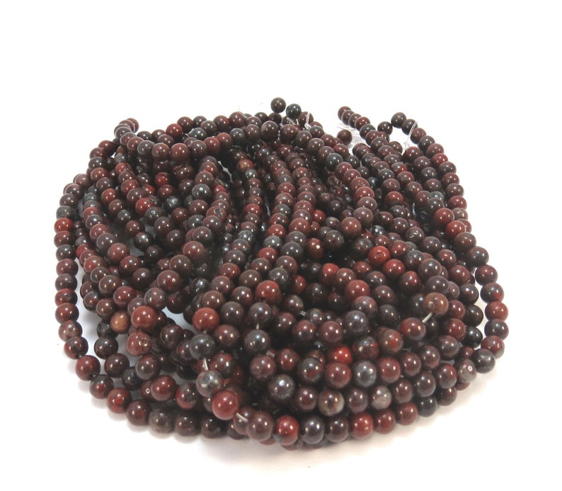 Natural 4mm Jasper Beads 4mm Red and Black Beads Brecciated Jasper Beads 16 inch Strand Beading Supplies Item 631pm