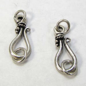 Hook and Eye Clasps, 17x9mm Clasp, Four (4) Antiqued Silver Plated White Brass Clasps, Item1417m