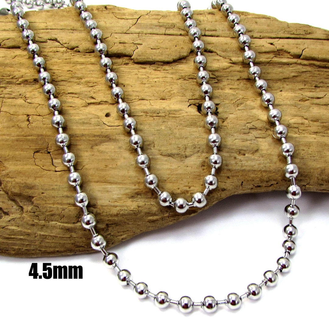 Ball Chain Necklace, 4.5mm Stainless Steel Chain, Custom