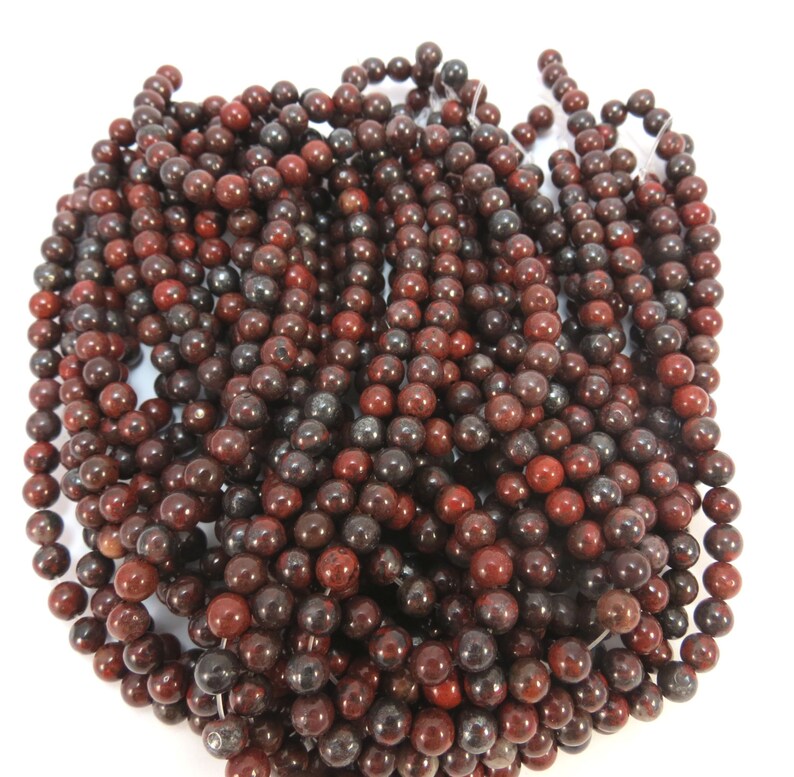 Natural 4mm Jasper Beads 4mm Red and Black Beads Brecciated Jasper Beads 16 inch Strand Beading Supplies Item 631pm