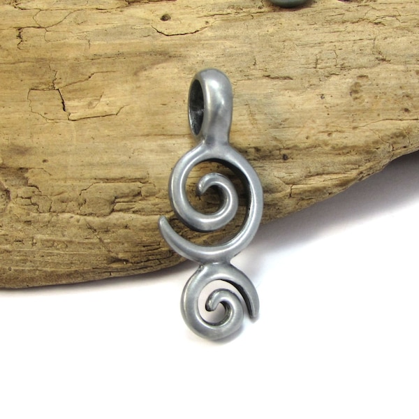 Spiral Pendant, 39x16mm Double-Sided Double Spiral Pendant, Jewelry Supplies, Necklace Supplies, Item 229p