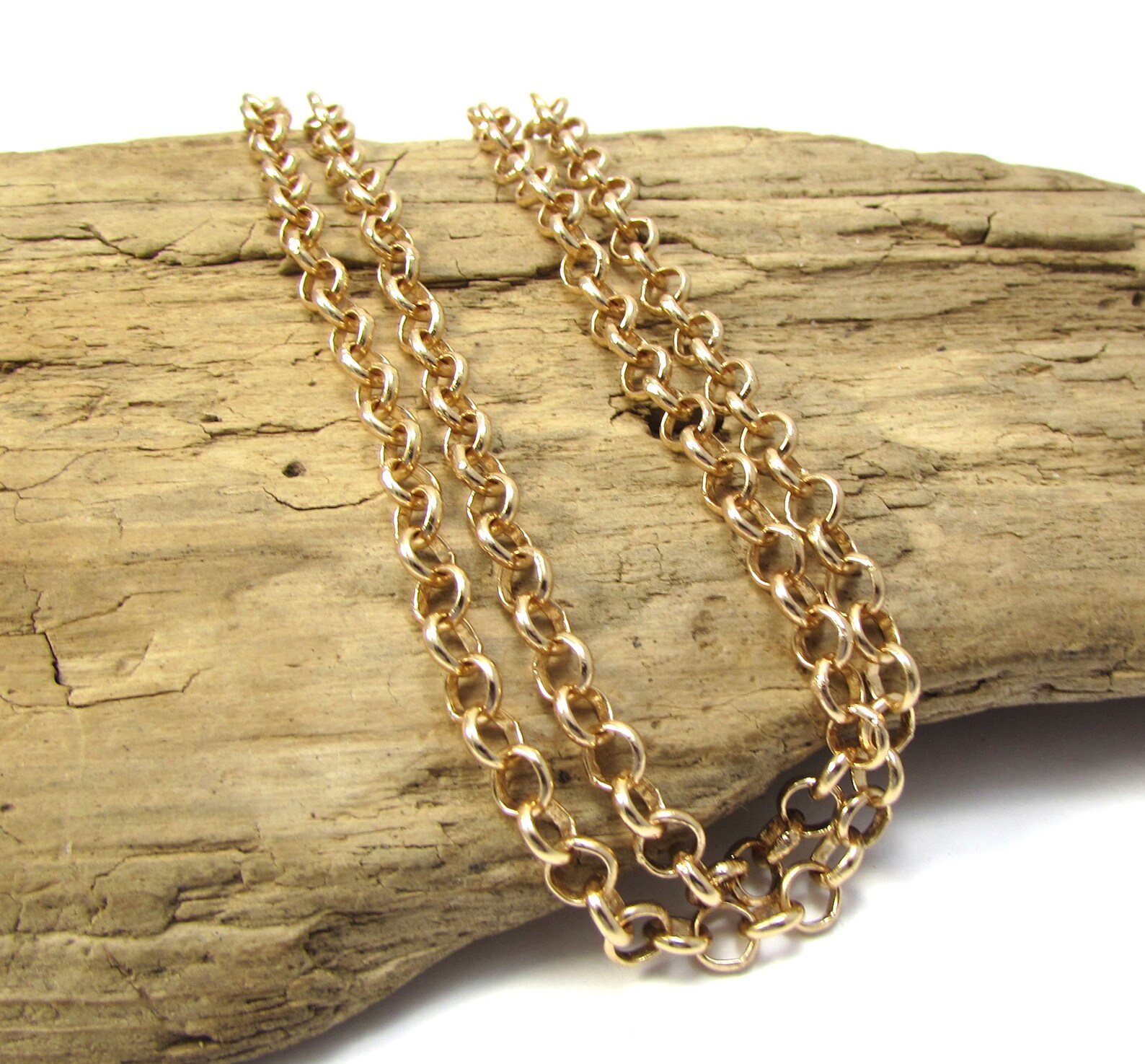 Gold Rolo Chain Necklace Gold Plated Brass Chain 5mm Etsy