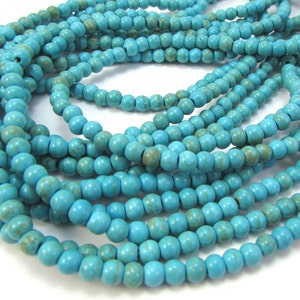 4mm Magnesite Beads, 15 inch Strand, 4mm Blue Beads, Beading Supplies, Jewelry Supplies, Item 1271gsm image 2