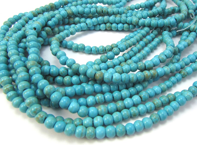 4mm Magnesite Beads, 15 inch Strand, 4mm Blue Beads, Beading Supplies, Jewelry Supplies, Item 1271gsm image 2
