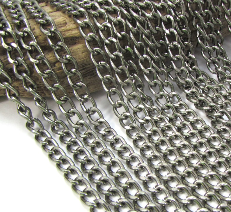 Gunmetal Finished Curb Chain 25/' feet Necklace Chain 5x8mm Curb Chain Anodized Aluminum Chain Jewelry Supplies Item 1348ch