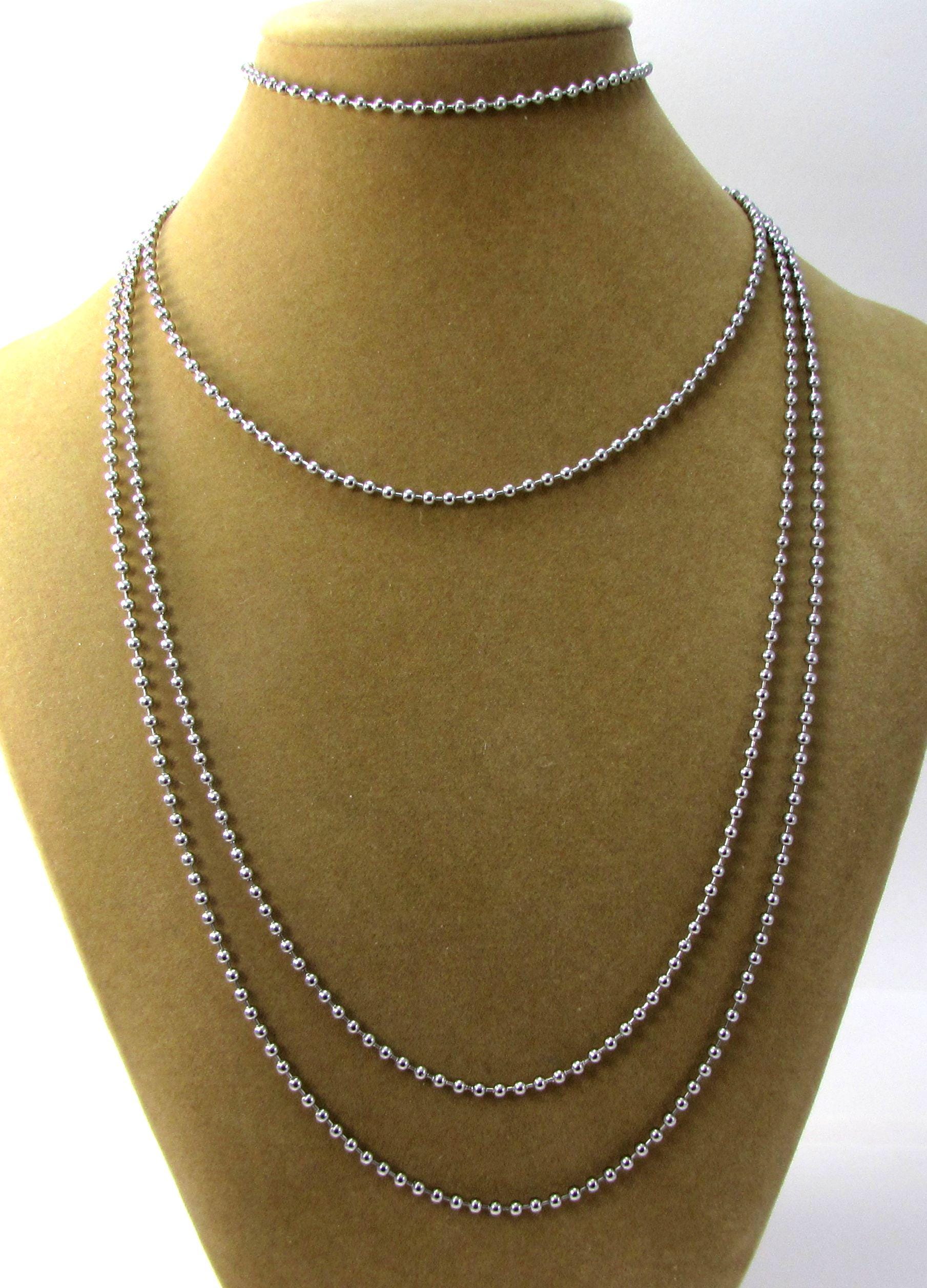 Ball Chain Necklace, 2.4mm Stainless Steel Ball Chain