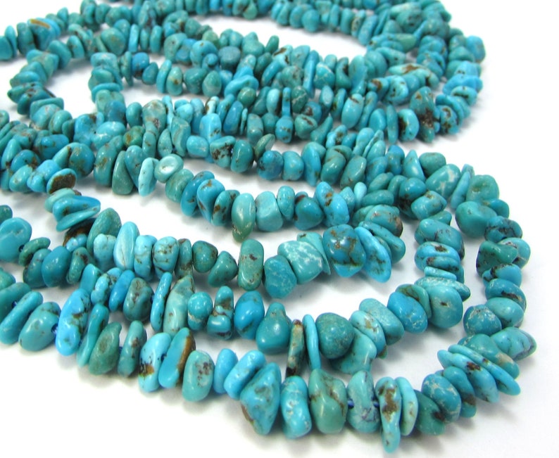 Turquoise Beads, 16 inch Strand, Blue Turquoise Nugget Beads, Jewelry Supplies, Beading Supplies, Item 175gss image 3
